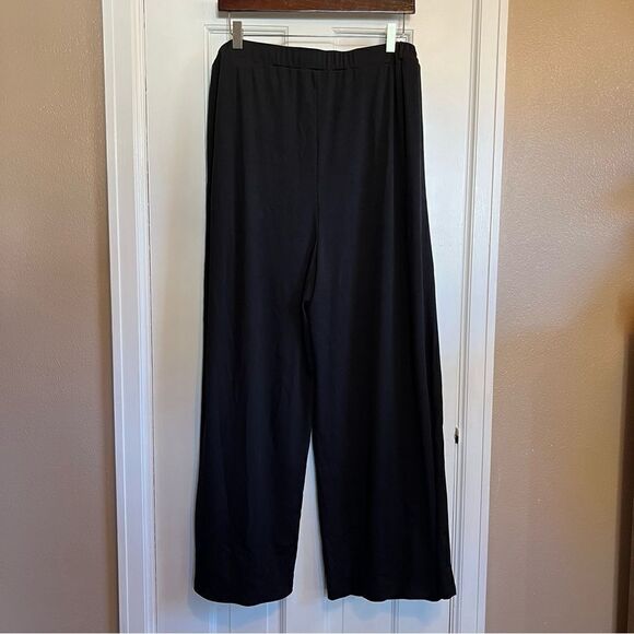 Black CIDER Solid Elastic Waist Pocket Wide Leg Pants Curve & Plus 1X - Picture 9 of 9